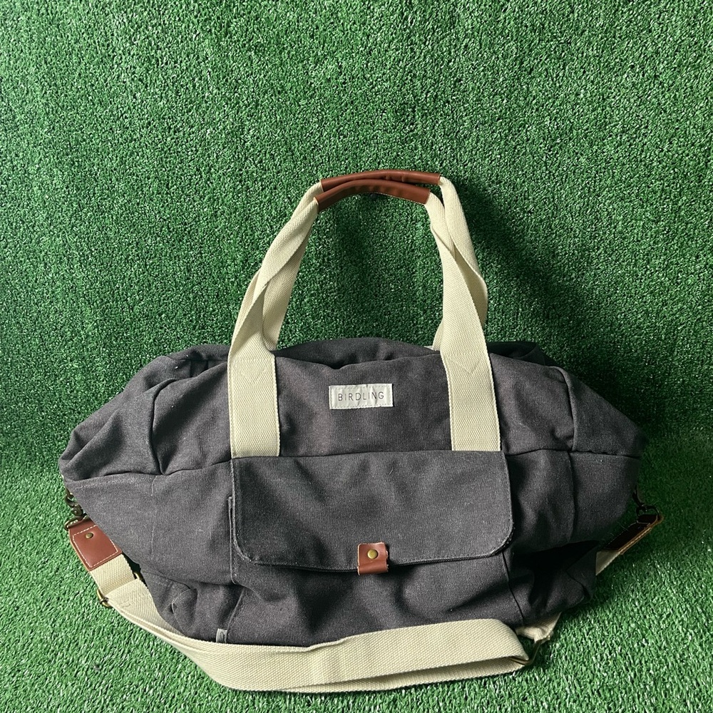Stylish Black Duffel  overnighter Bag with Cream Accents